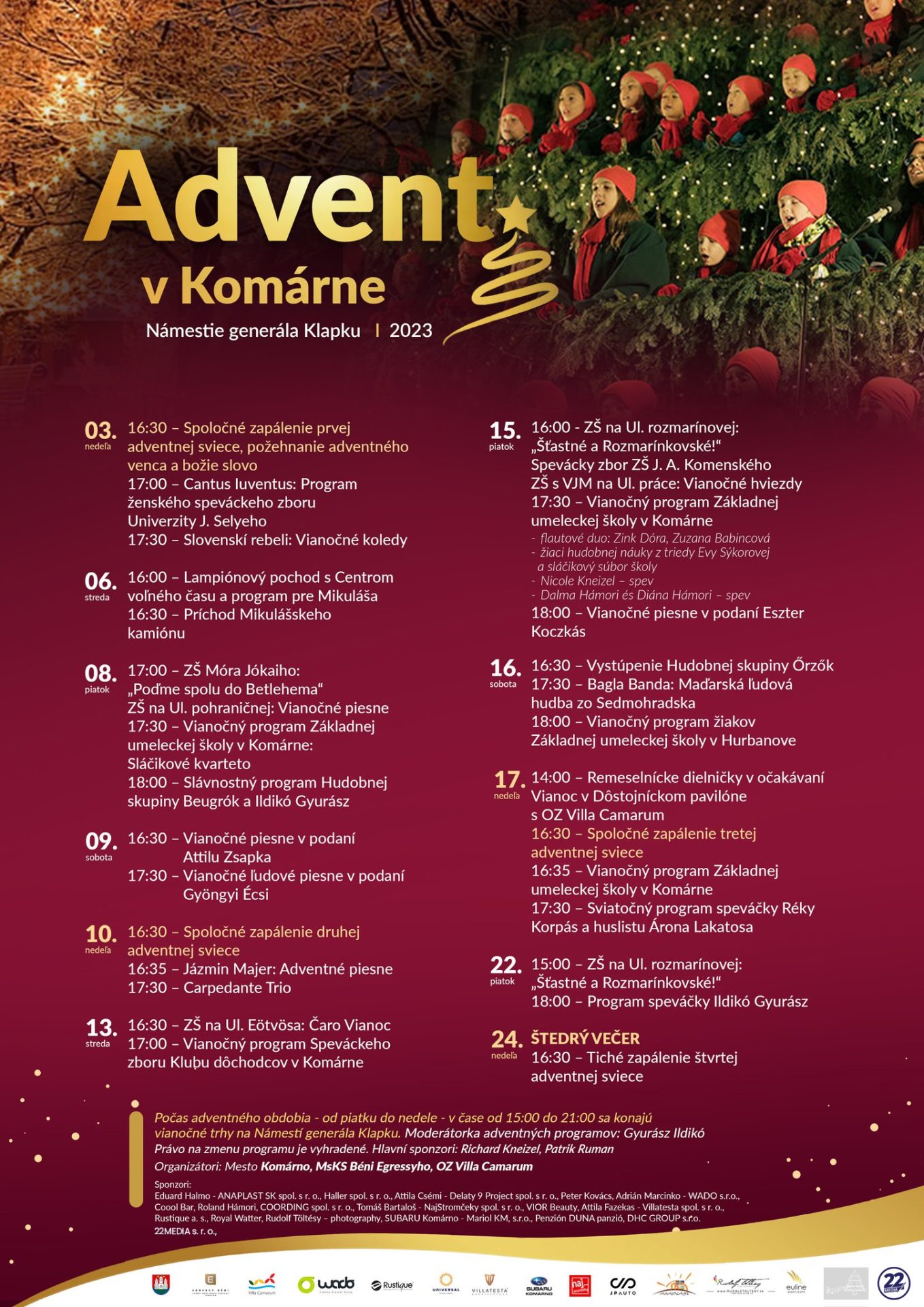 SK Spievajúci vianočný stromček jediný svojho druhu na Slovensku a vianočné trhy? Nájdete ich na námestí v Komárne!