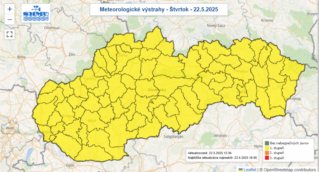 Snimka obrazovky 2025 05 22 133002 Meteorológovia upozorňujú pred intenzívnym dažďom a búrkami